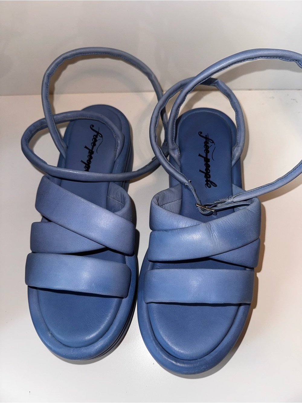 Free People Harper Platform Sandals in Carnival Cobalt Blue Size 9, 39.5 - Picture 7 of 11